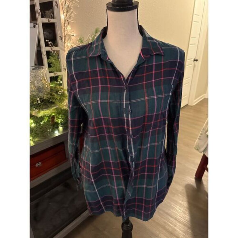 Joules plaid women's size 8 long sleeve shirt‎ green